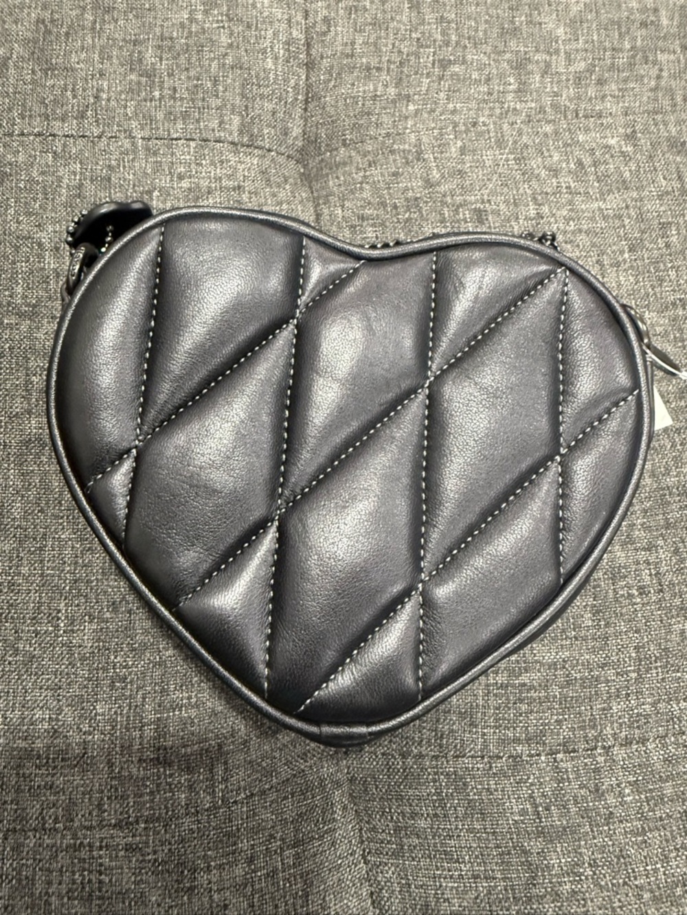 Coach Black Quilted Heart Crossbody Bag with Chain Strap - Picture 2 of 5